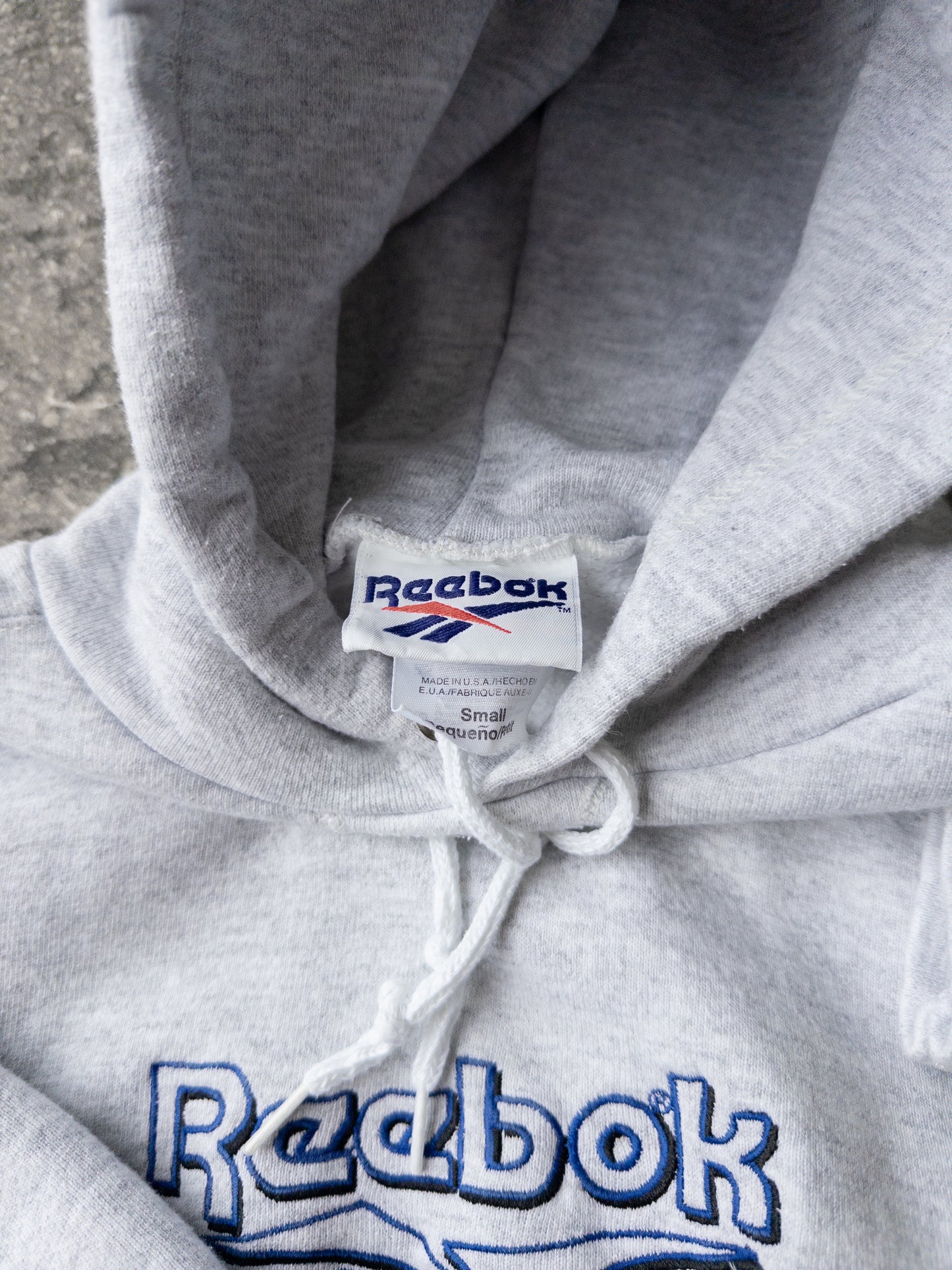 Vintage 90s Reebok Gray Logo Hoodie - Small