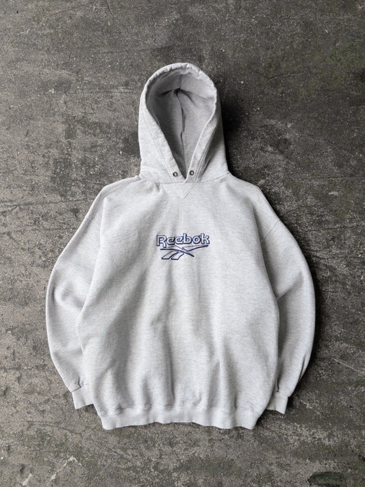 Vintage 90s Reebok Gray Logo Hoodie - Small