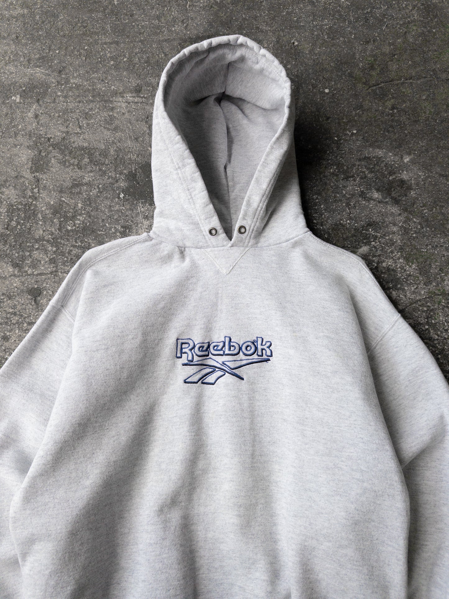 Vintage 90s Reebok Gray Logo Hoodie - Small