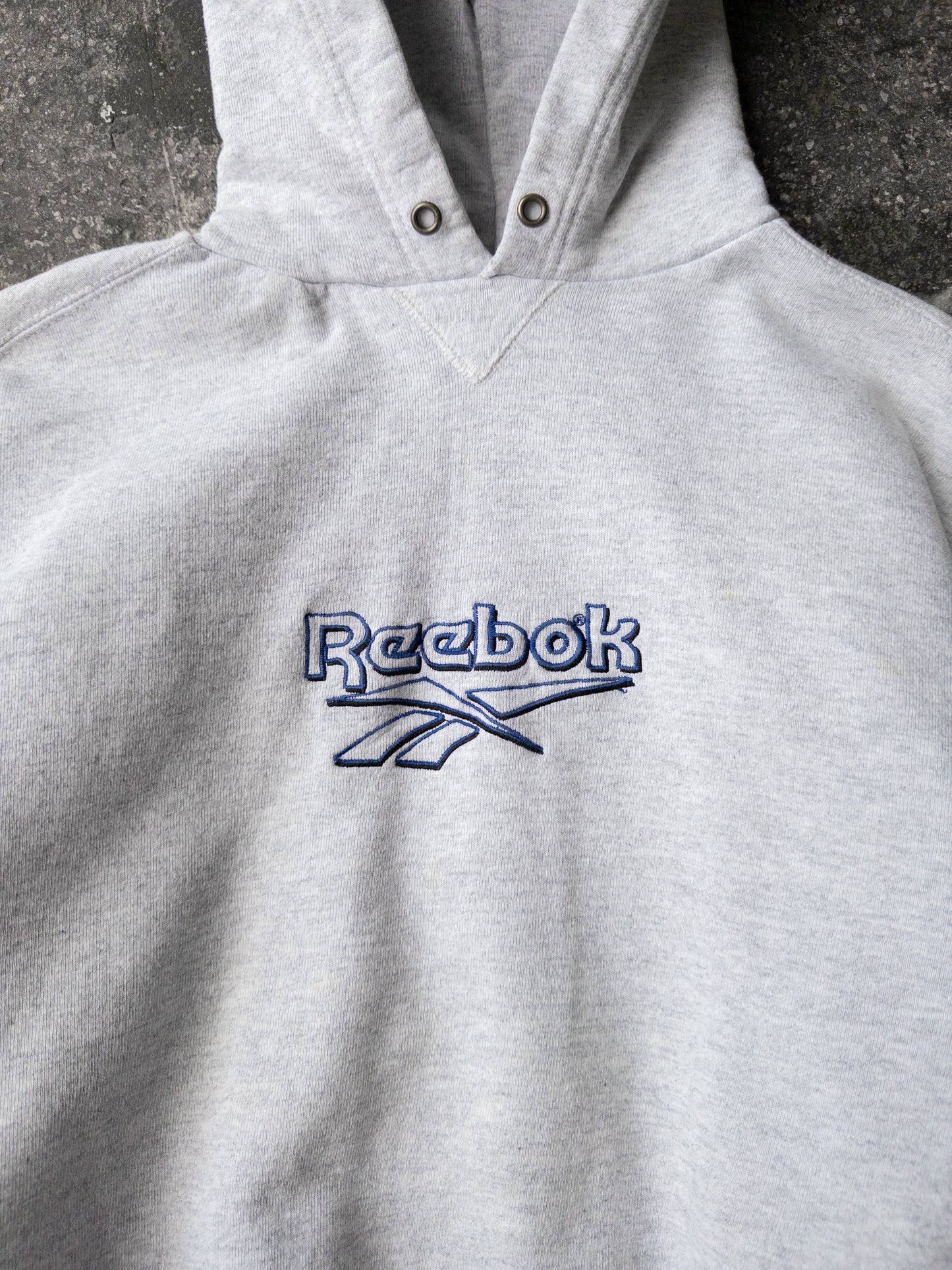 Vintage 90s Reebok Gray Logo Hoodie - Small