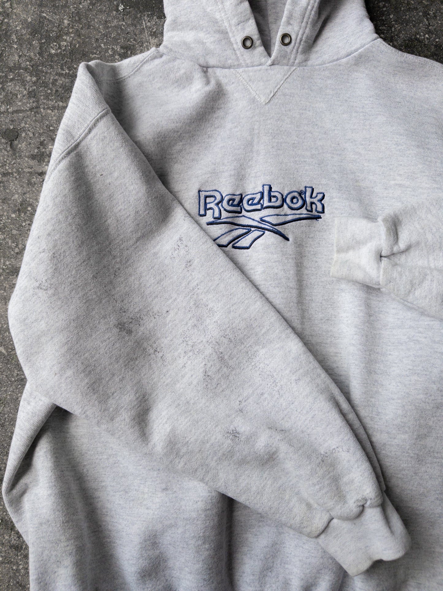 Vintage 90s Reebok Gray Logo Hoodie - Small