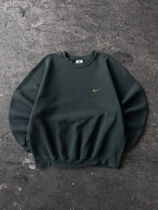 Vintage 90s Nike Faded Pine Green Swoosh Crewneck - XL