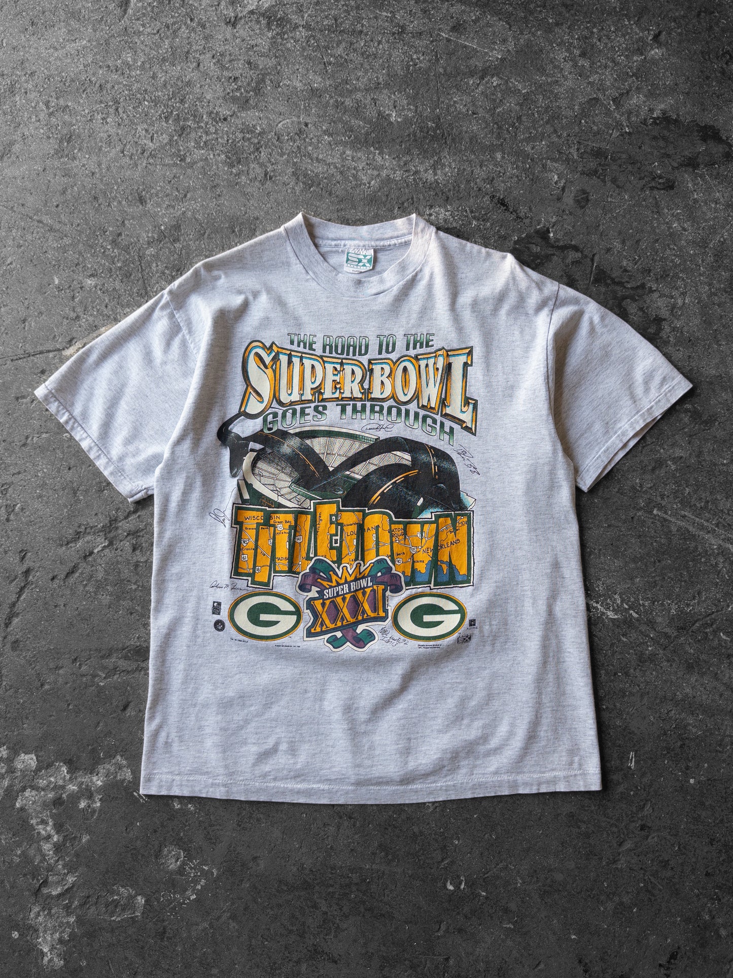 Vintage 90s Green Bay Packers Road To Super Bowl Tee - XL