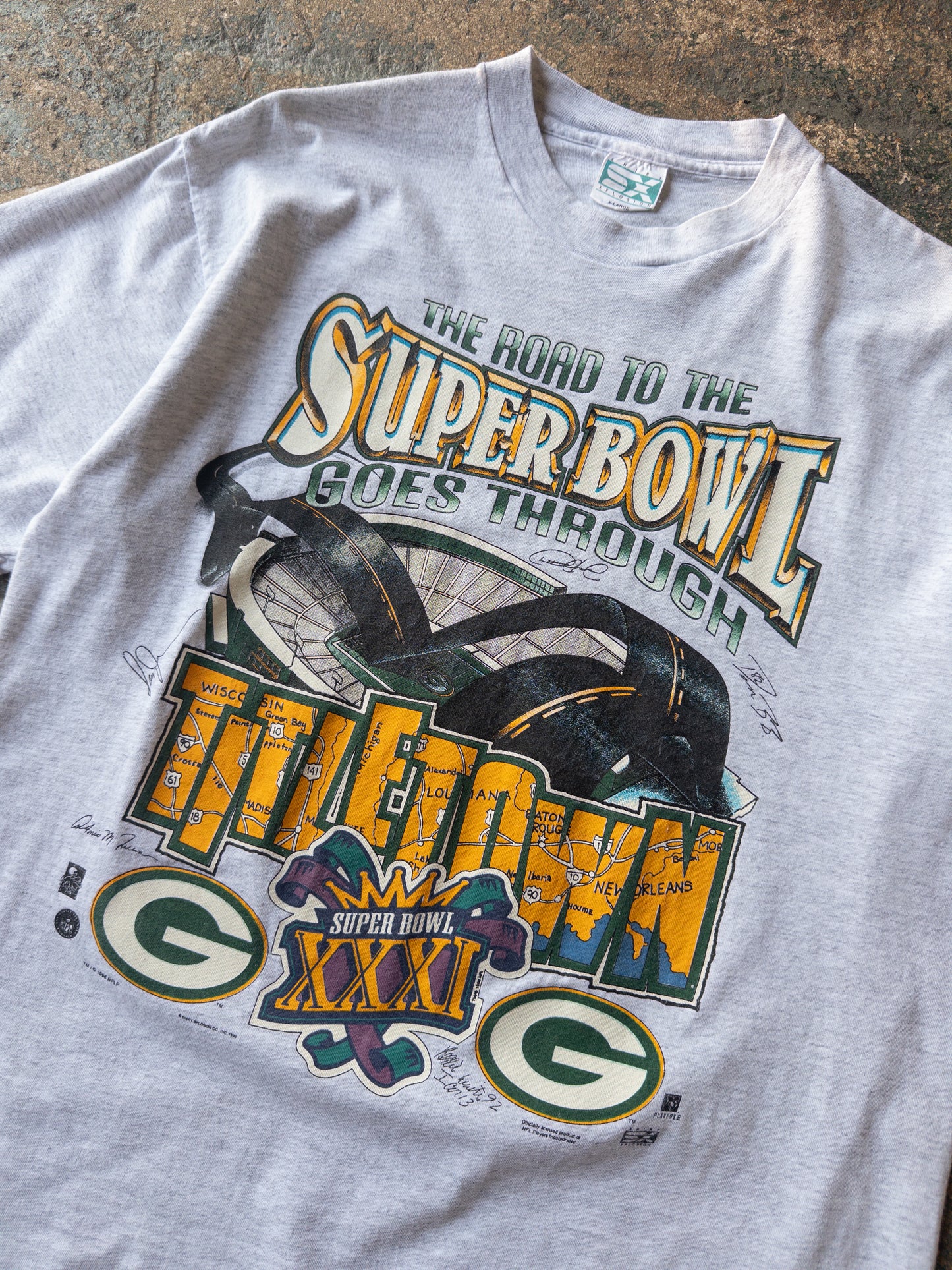 Vintage 90s Green Bay Packers Road To Super Bowl Tee - XL