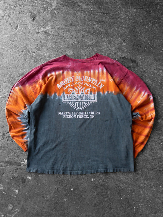 Vintage 2000s Harley Davidson Distressed Tie Dye Long Sleeve Tee - XL