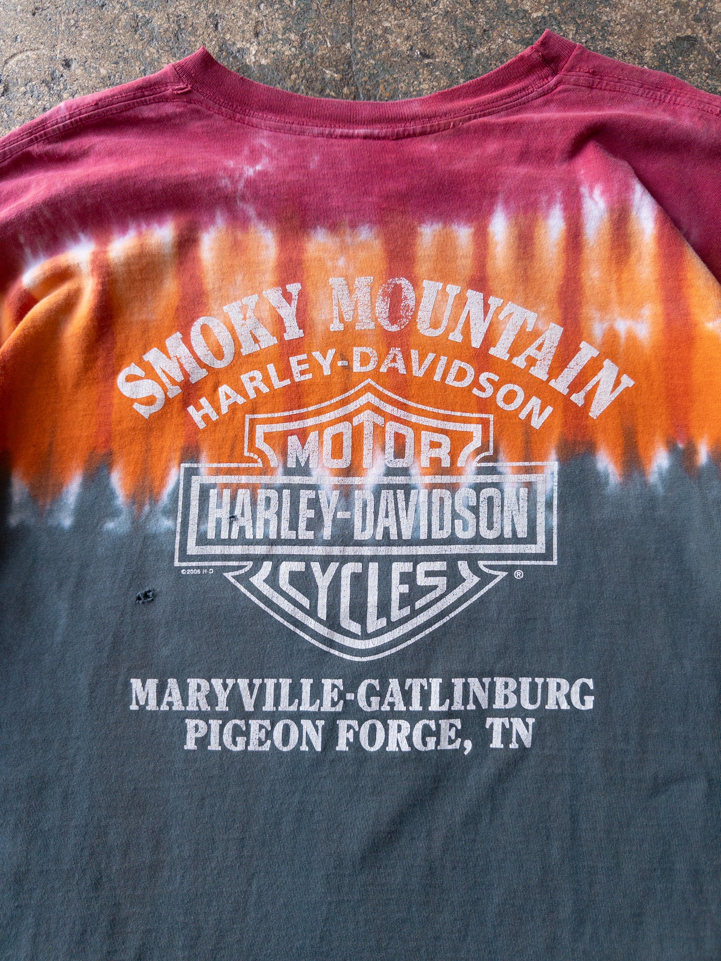 Vintage 2000s Harley Davidson Distressed Tie Dye Long Sleeve Tee - XL