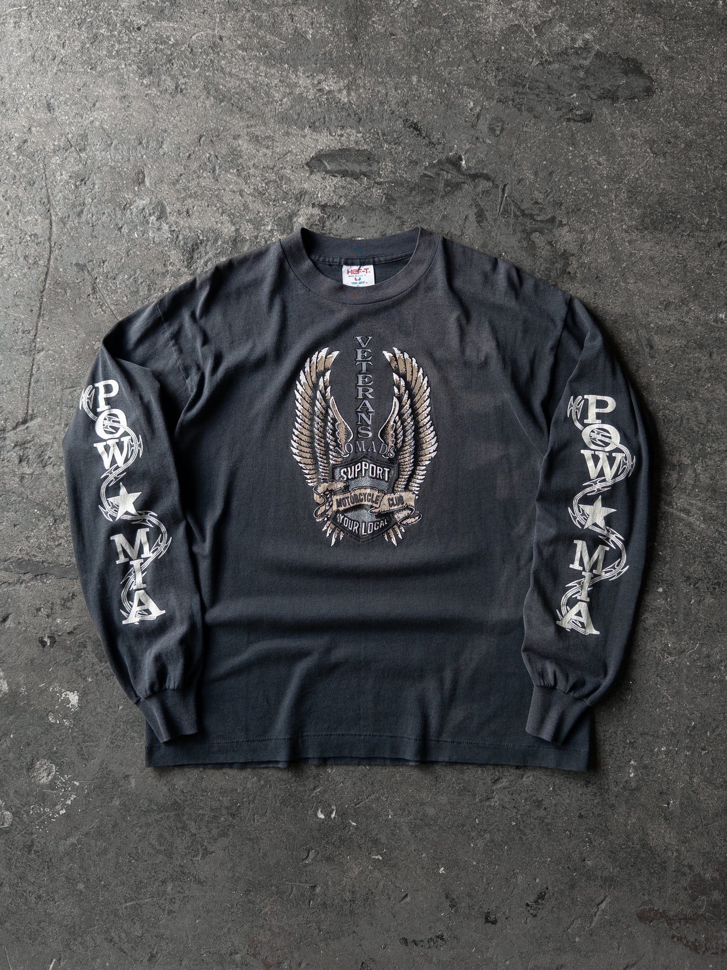 Vintage 80s POW MIA Biker Long Sleeve Tee - XL