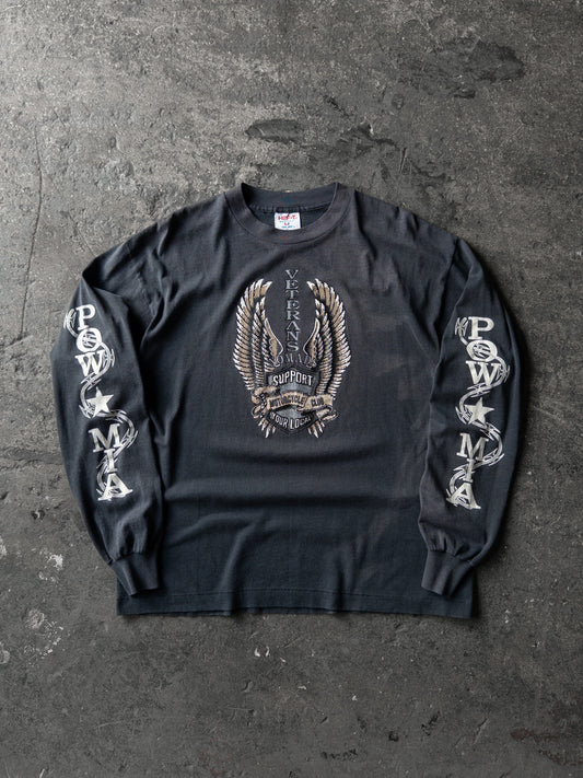 Vintage 80s POW MIA Biker Long Sleeve Tee - XL