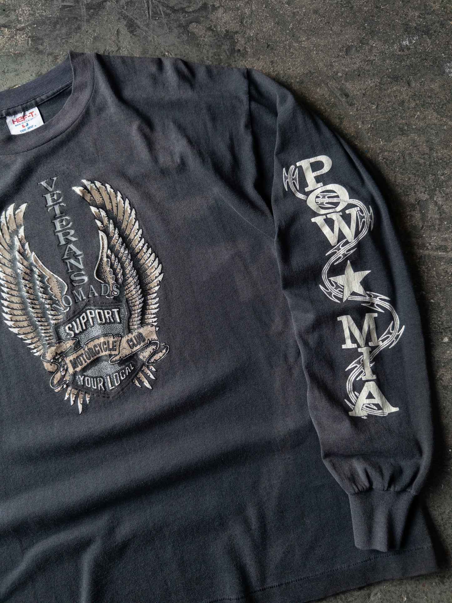 Vintage 80s POW MIA Biker Long Sleeve Tee - XL
