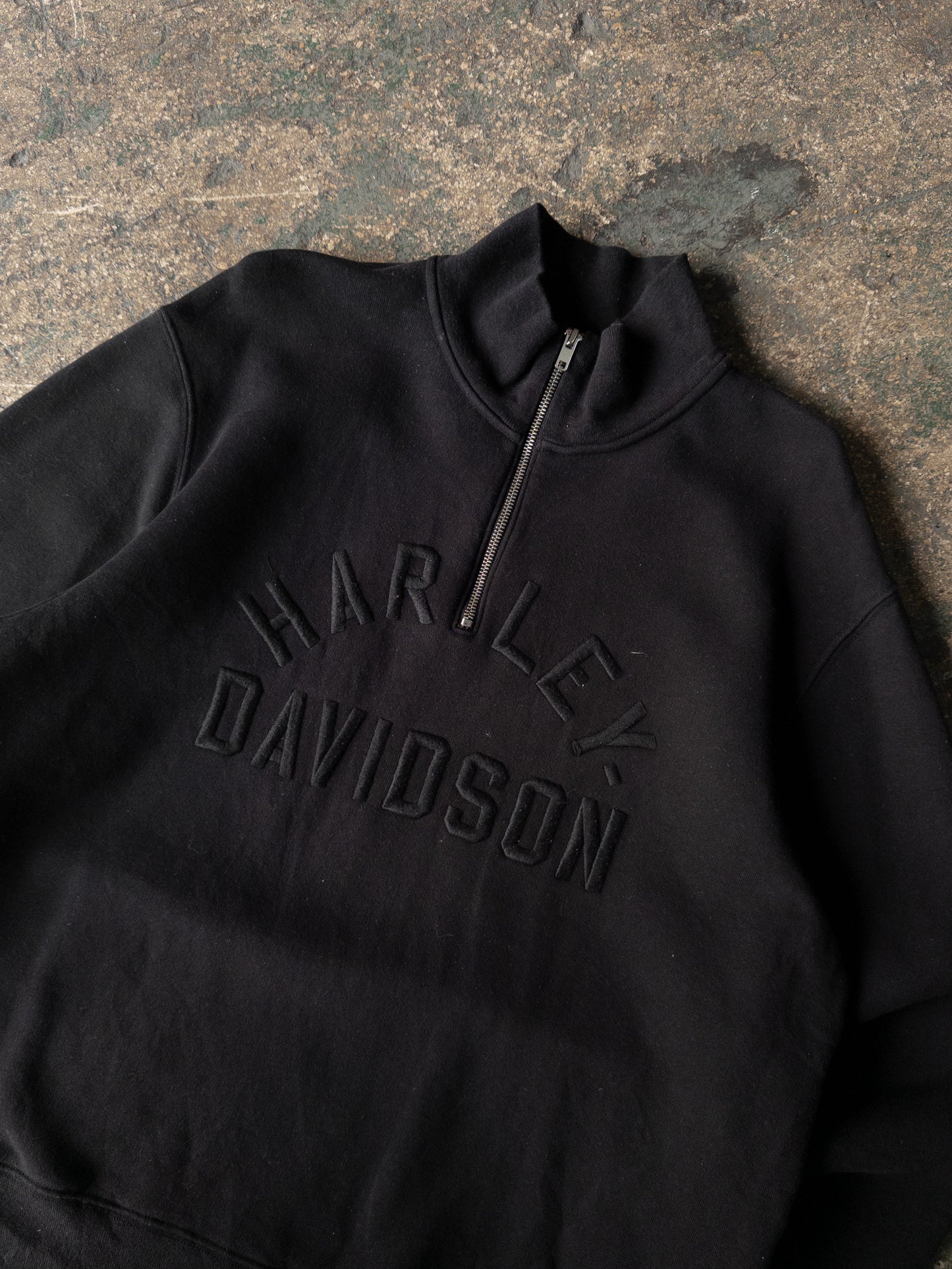 Vintage 2000s Harley Davidson Black Quarter Zip Sweatshirt - Large